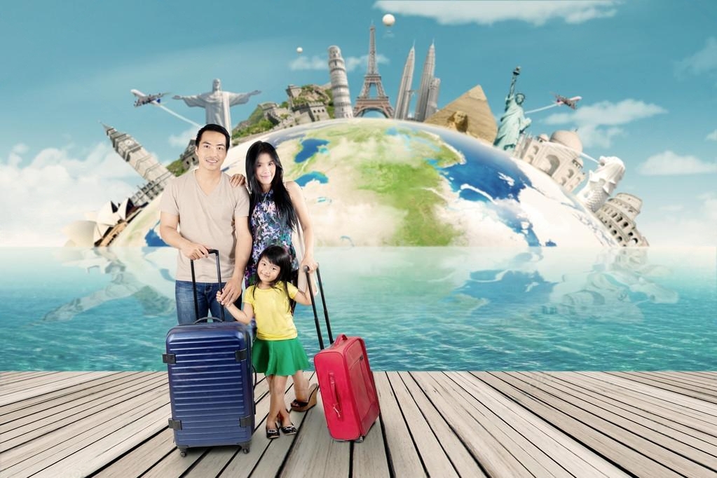 International passport with visa stamps and travel documents.