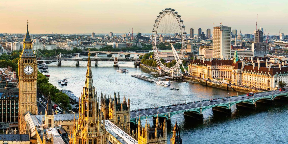 Panoramic view of iconic European landmarks, showcasing historic architecture, modern attractions, and scenic rivers that highlight Europe’s cultural and travel diversity.