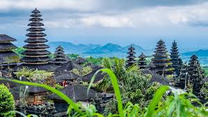 Besakih Temple complex with mountain view in Bali, Indonesia