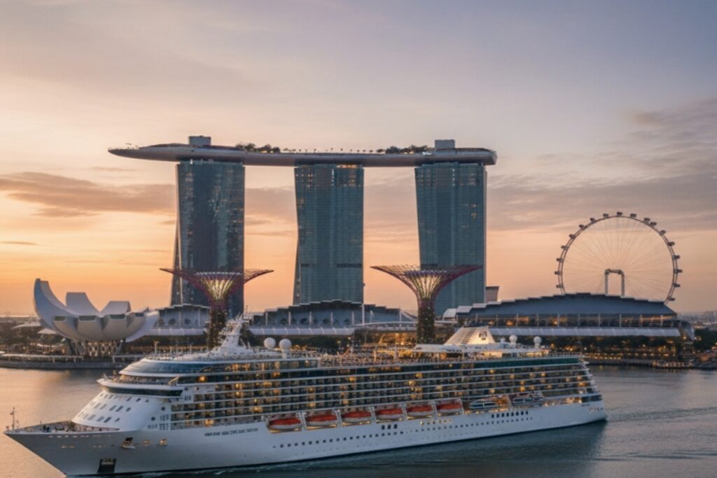 Singapore cruise tour package from India with Marina Bay Sands skyline.