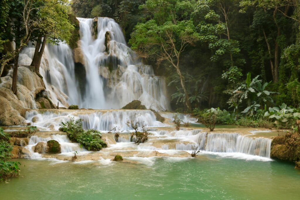 Kuang Si waterfalls Laos turquoise pools